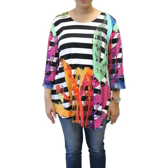 Pretty Woman Splash Asymmetrical Tunic 1X - Picture 1 of 4